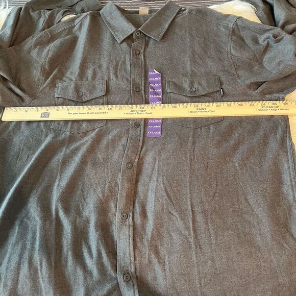 Hurley Ultra Soft Button Down Flannel Shirt Mens 2XL XXL Gray Pockets NWT - Picture 7 of 9